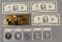 (9) Items Including 1964 Proof Silver Quarter PR