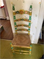 RUSH SEAT HAND PAINTED CHAIR 45" H X 19" W
