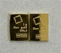 (2) 1g GOLD VALCAMBI BARS