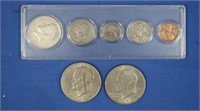 1967 Mint Set, 2 Eisenhouwer Silver Dollars,