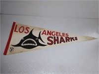 Vintage Los Angeles Sharks WHA Felt Pennant