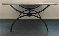 MARBLE OR GRANITE TOP TABLE  W/ IRON BASE