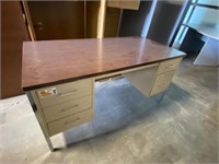 6 Drawer Tan Steel Desk-Excellent condition