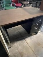 Black Steel 2 drawer office desk w/ center pull