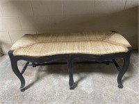 Vintage Provençal Style Rush Seat Bench