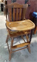 Wooden High chair- 18" wide, 22" seat height.