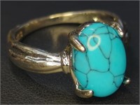 925 stamped turquoise style ring size 10.25