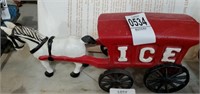 Ice cast iron horse & wagon