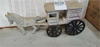 Milk cast iron horse & wagon