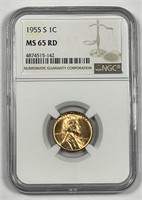 1955-S Lincoln Wheat Cent NGC MS65 RD