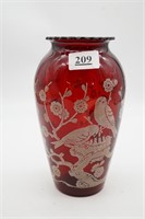 Anchor Hocking Royal Ruby Hoover Vase with Birds