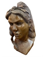 Handcarved Wood Bust of Woman