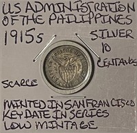 Philippines Scarce Silver 1915S 10 Cent.