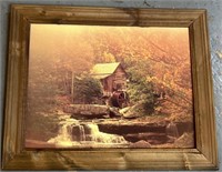 Vintage painting print replica; waterfall / c