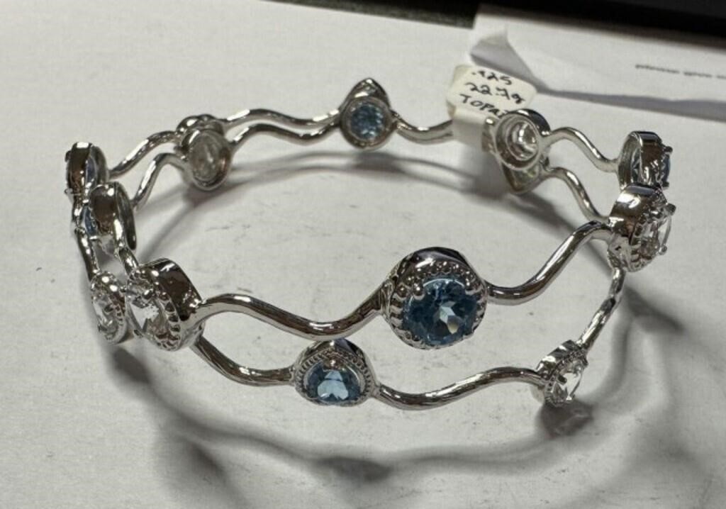 Pair Matching Sterling Silver .925 Blue Topaz Whit