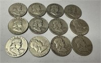 12 Franklin Half Dollars