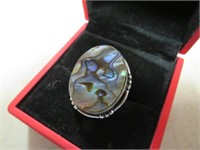 NEW ABALONE RING STAMPED 925 SIZE 8.5