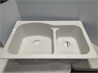 GRANITE CHAMPAGNE DOUBLE OFFSET SINK - 33"X22"