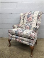 Queen Anne Style Floral Upholstered Arm Chair