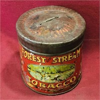 Forest And Stream Tobacco Can / Coin Bank