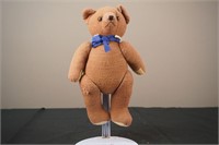 Antique Felt Teddy Bear with Blue Bow