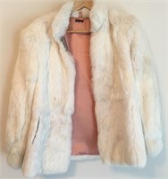 White 100% Rabbit Fur Coat