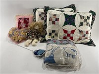 Quilted Pillows, Blanket, Doll & More