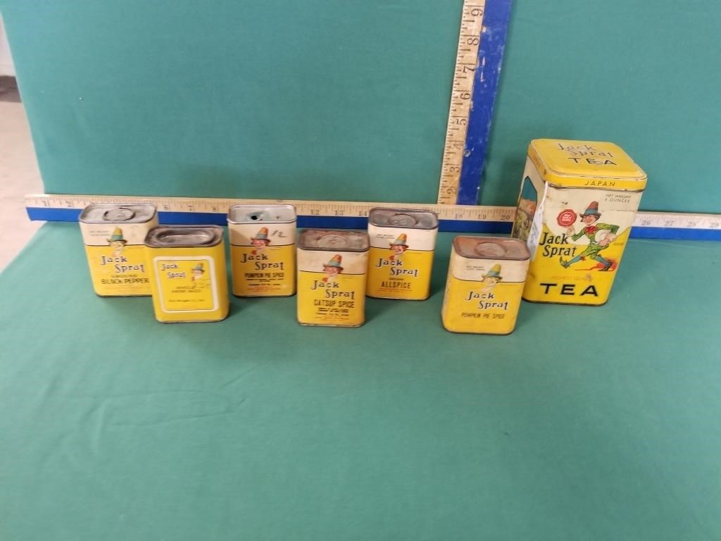 7 JACK SPRAT SPICE AND TEA CONTAINERS