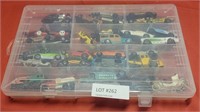 PLASTIC STORAGE CASE W/APPROX. 32 1/64 TOYS