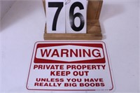 Warning Sign Plastic 7" X 10"