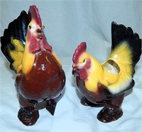 Vintage Decorative Hen and Rooster Planters