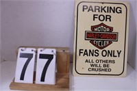 Harley Davidson Parking Sign 12" X 9" Plastic