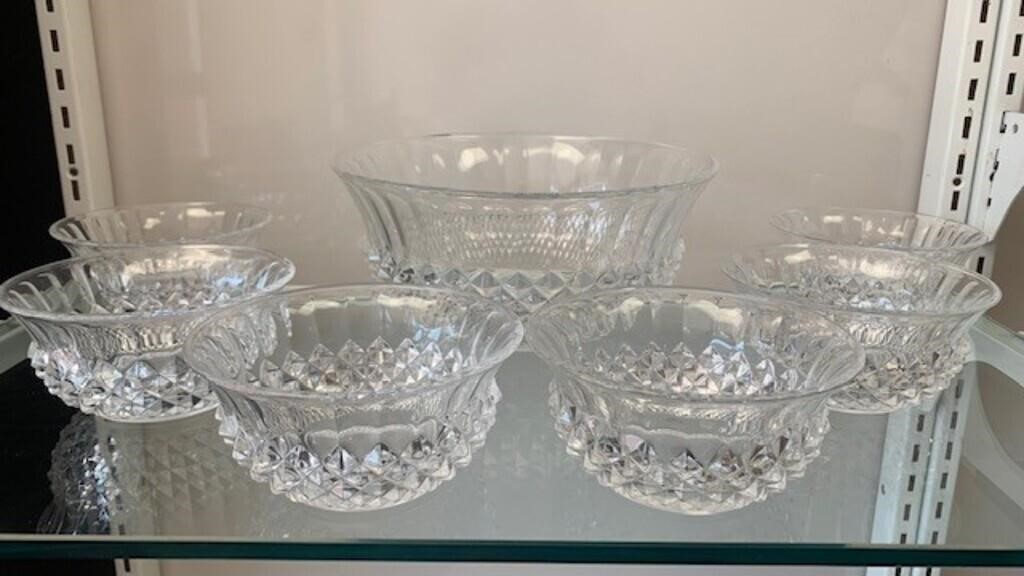 Raised Diamond Cut Glass Bowl Set
