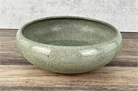Celadon Crackle Glazed Art Pottery Bowl