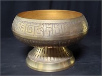 Brass footed bowl, 6" h. x 9" diam.