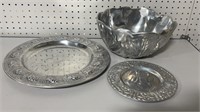 Pewter Bowl and Trays