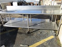 SS 96" Work Table w/ Backsplash & Casters