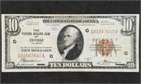 1929 $10 National Currency Note Chicago Crisp XF+