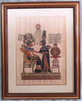 HANDPAINTED PAPYRUS EGYPTIAN FRAMED PAINTING