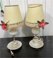 Pair of Vintage Milk Glass Table Lamps (18"H)