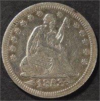 1853 SEATED LIBERTY QUARTER XF