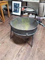 Cast Iron Cauldron Pot & Stand-has 2 Holes