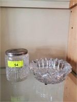 2 PC WATERFORD CRYSTAL JAR AND BOWL