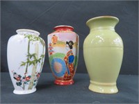 3 ASSORTED PORCELAIN VASES 6"