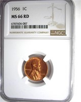 1956 Cent NGC MS66 RD