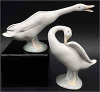 2 Lladro Geese Porcelain Figurines