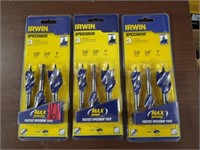 3 Irwin Speedbor 3pc Auger Drill bit Sets