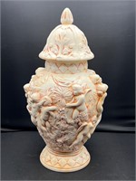 1967 signed ceramics angel urn lidded