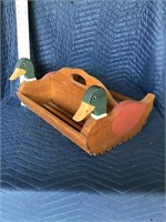 Folk Art Wood Duck Basket