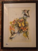 Stunning humming birds and butterfly print.